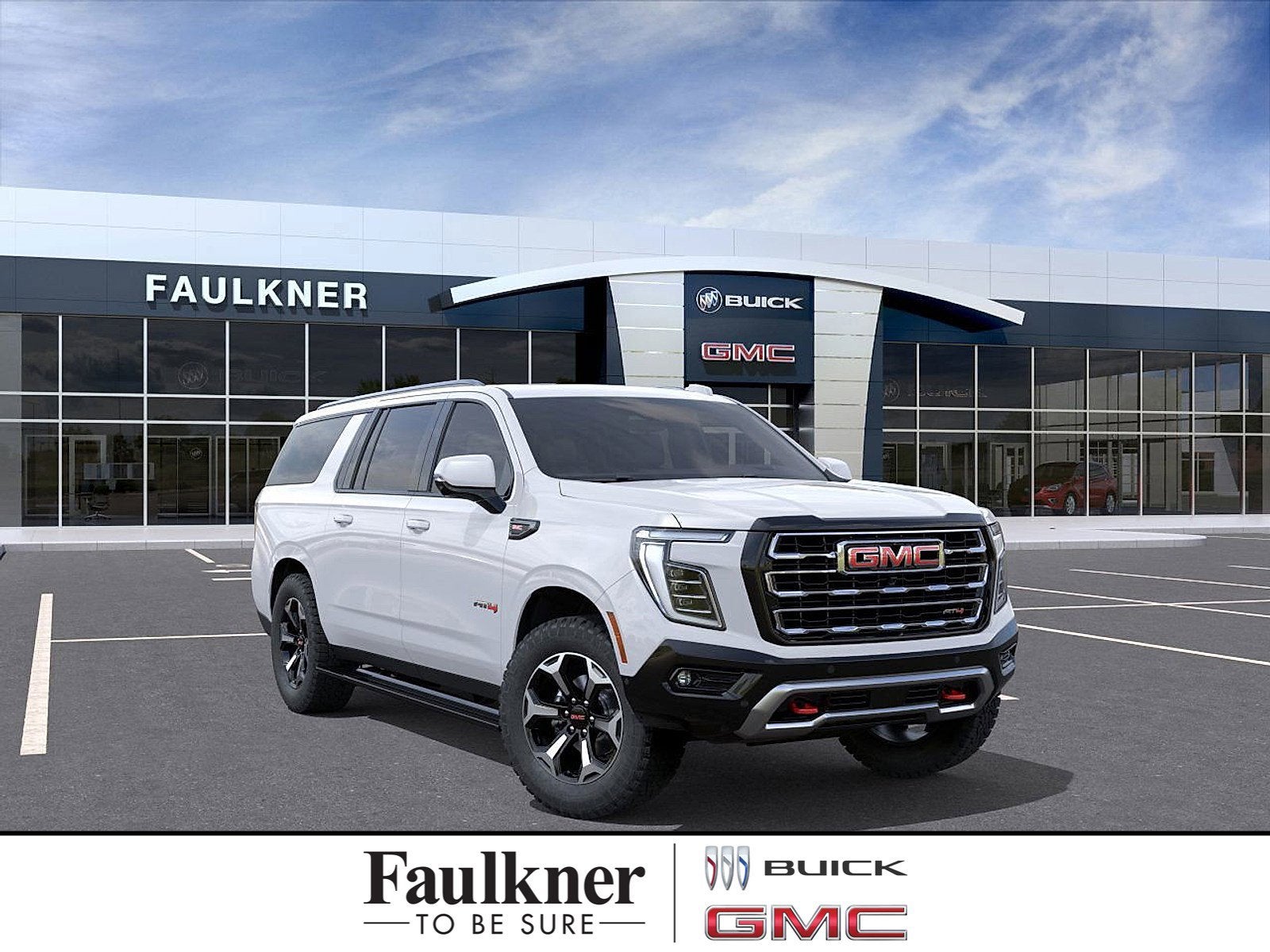 2026 GMC Yukon XL AT4 in Summit White — front three-quarter view