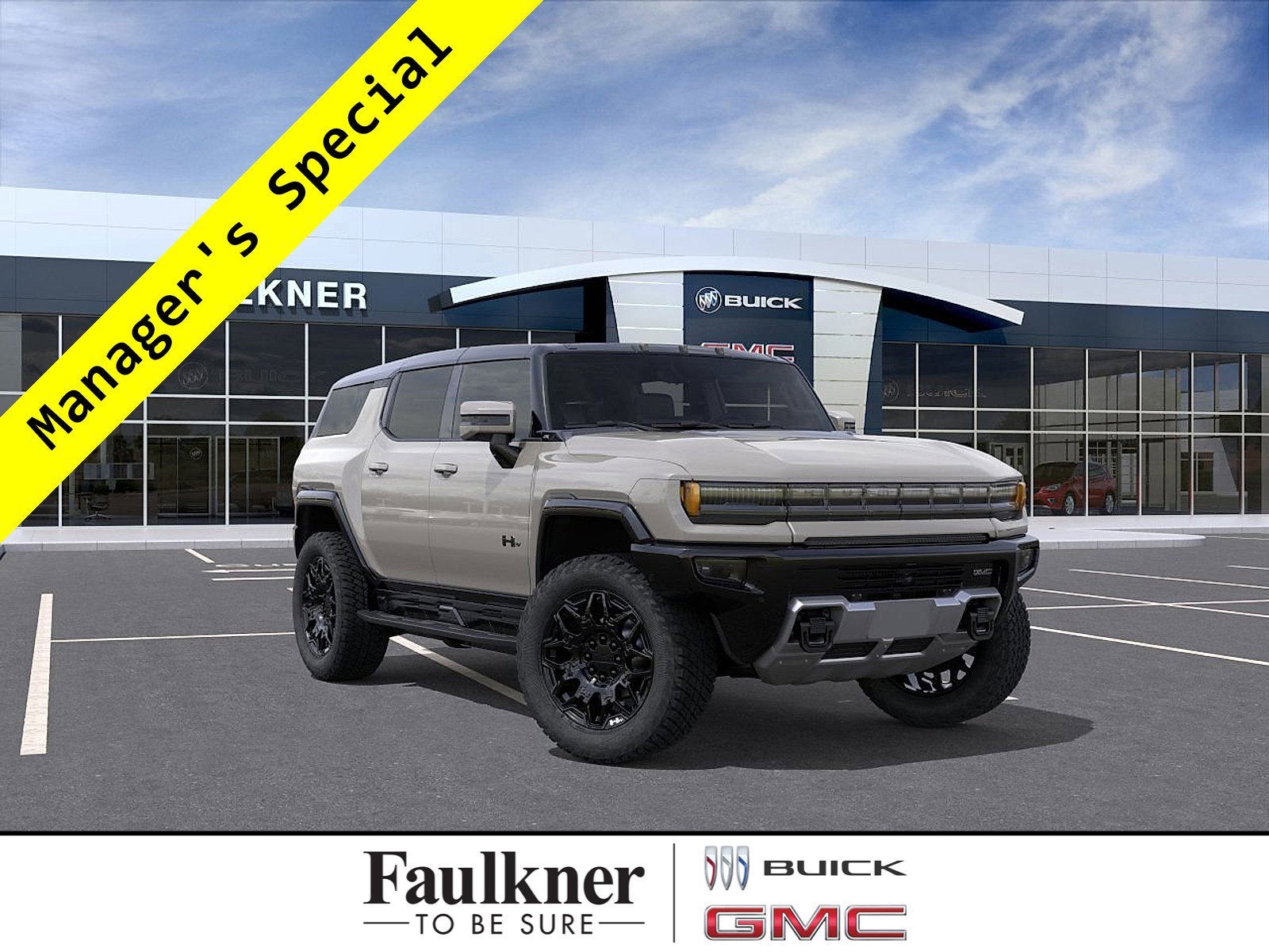 2026 GMC HUMMER EV SUV 2X in Coastal Dune — front three-quarter view