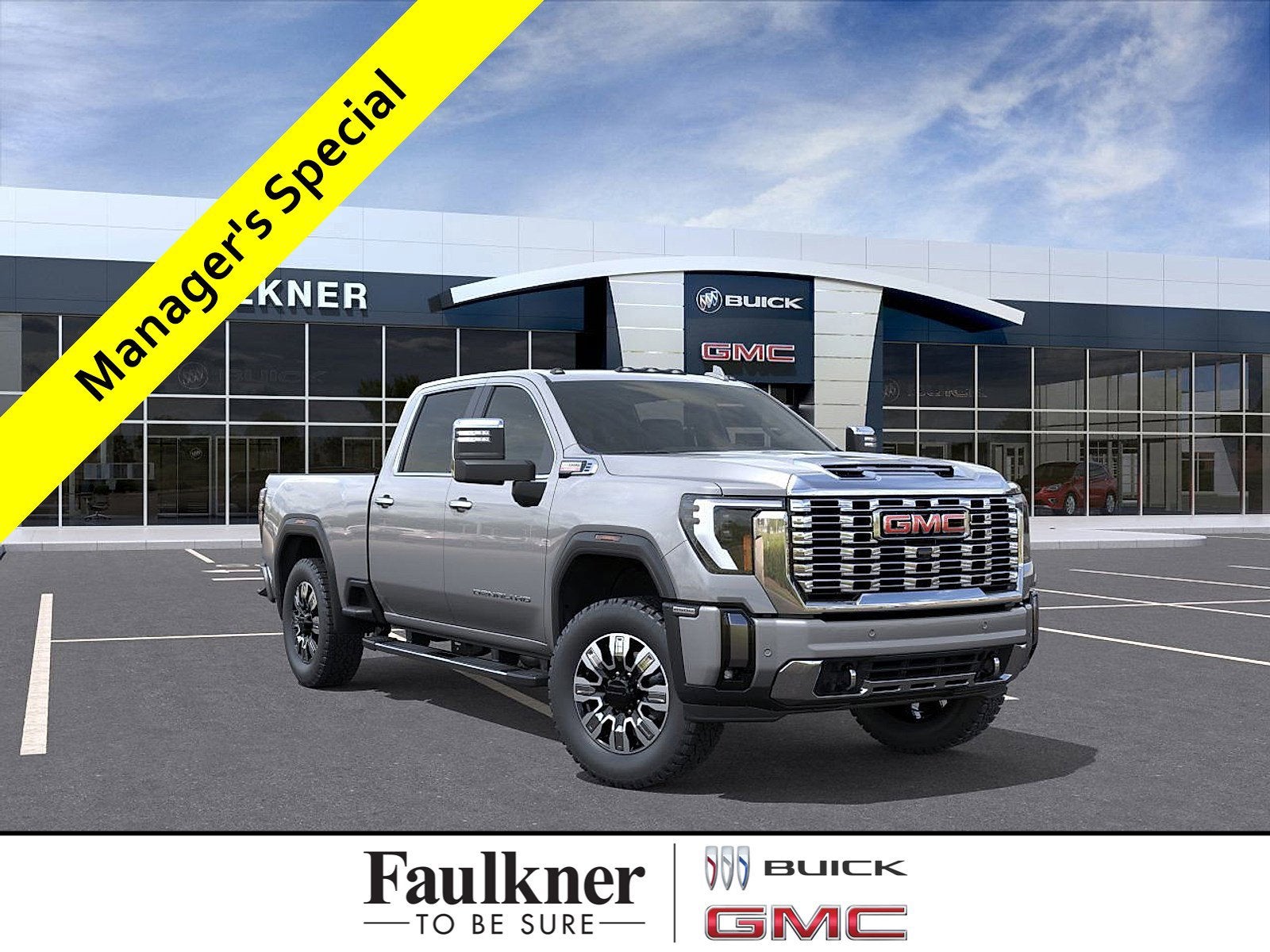 2026 GMC Sierra 2500 HD Denali in Sterling Metallic — front three-quarter view