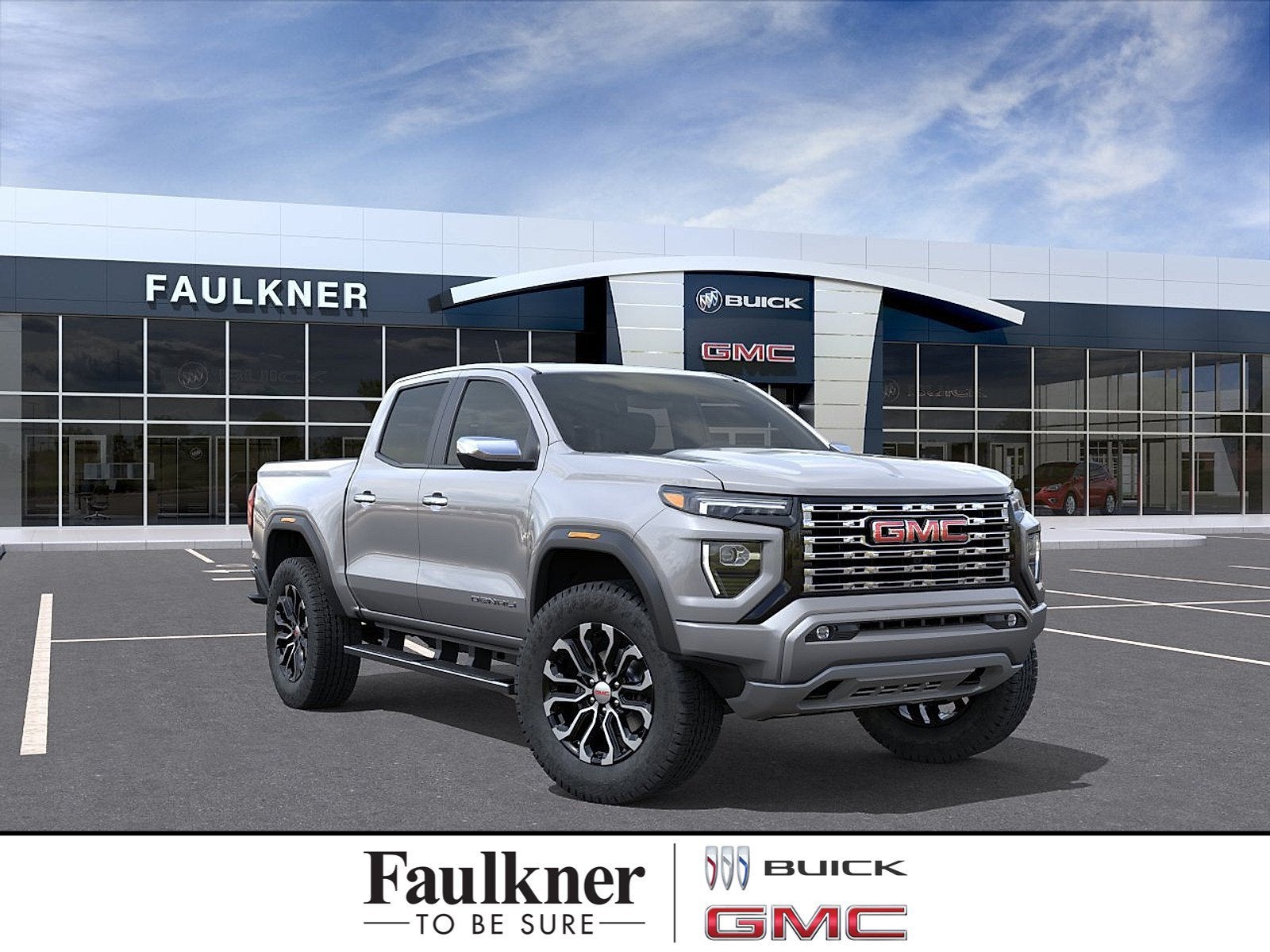 2026 GMC Canyon Denali in Sterling Metallic — front three-quarter view