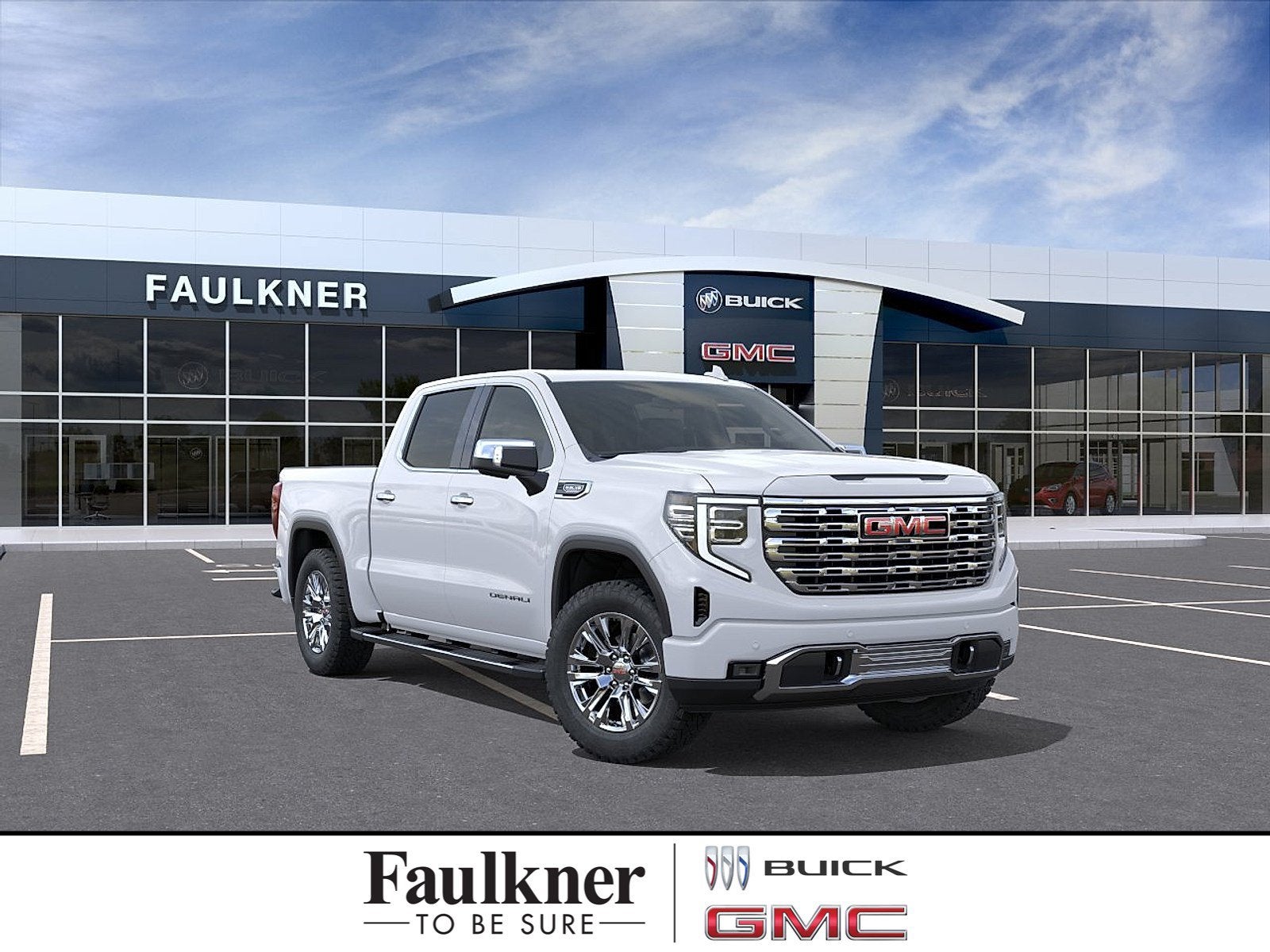 2026 GMC Sierra 1500 Denali in Glacier White Tricoat — front three-quarter view