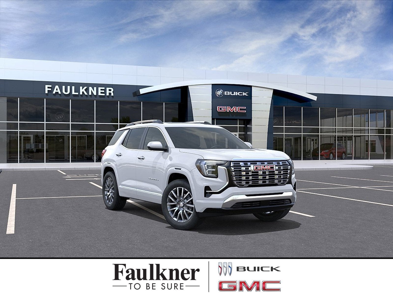 2026 GMC Terrain Denali in Glacier White Tricoat — front three-quarter view
