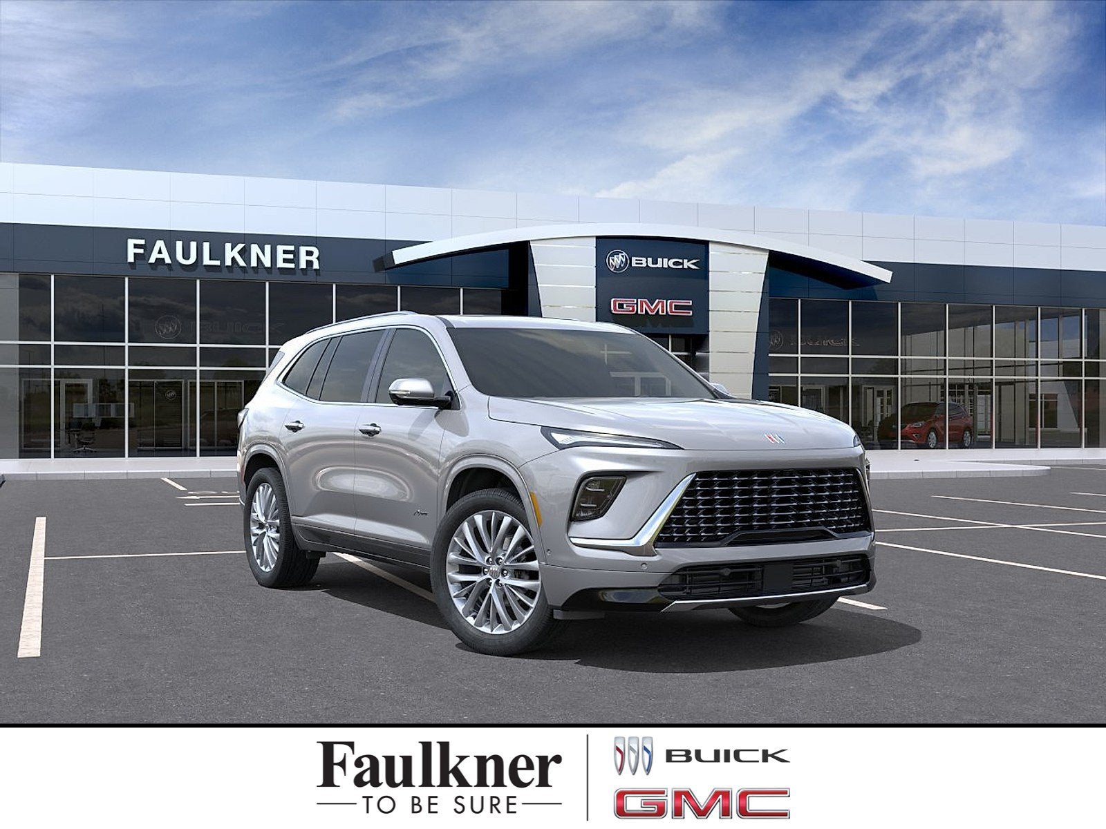 2026 Buick Enclave Avenir in Moonstone Gray Metallic — front three-quarter view