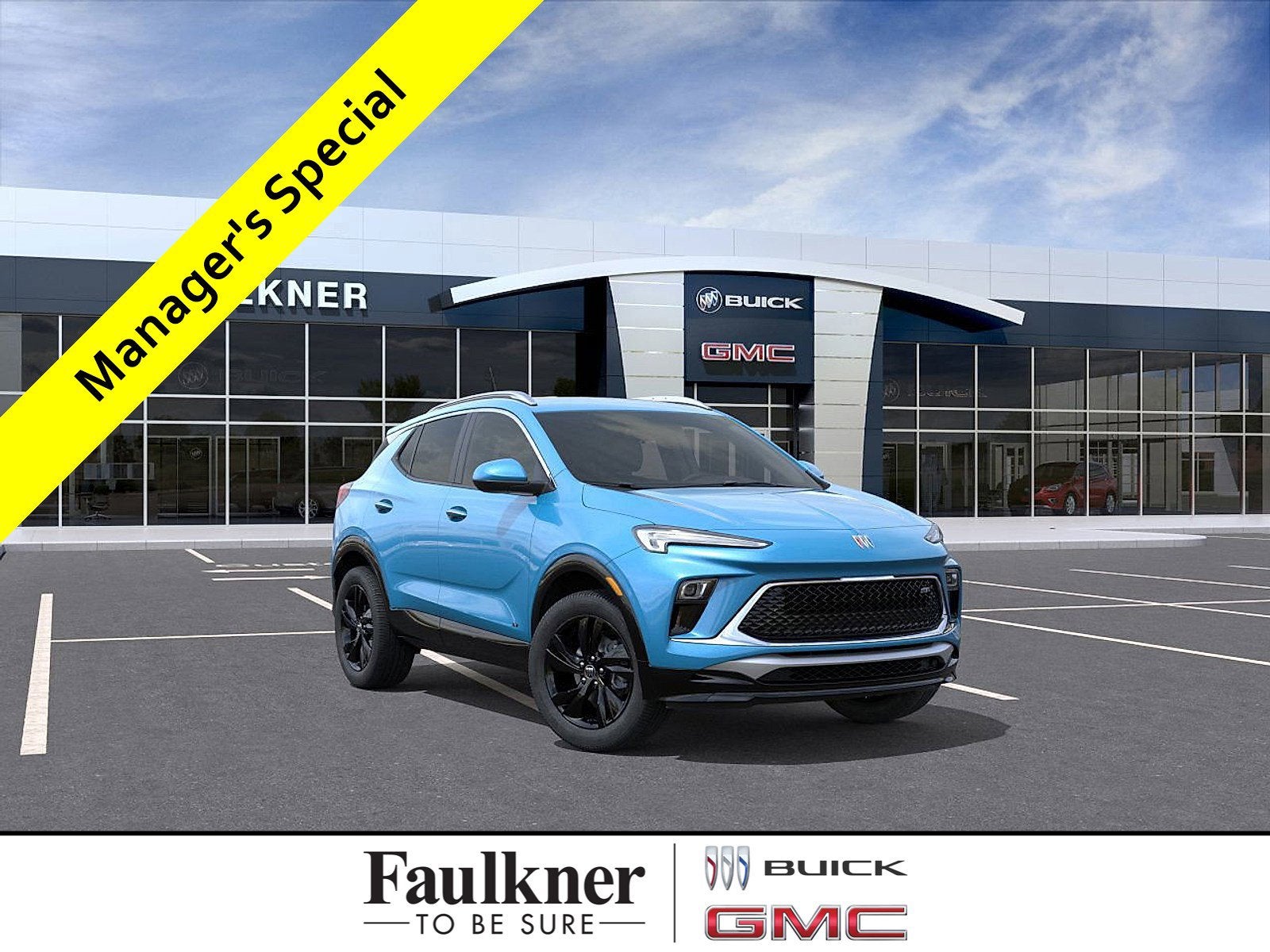 2026 Buick Encore GX Sport Touring in Aquamarine Blue Metallic — front three-quarter view