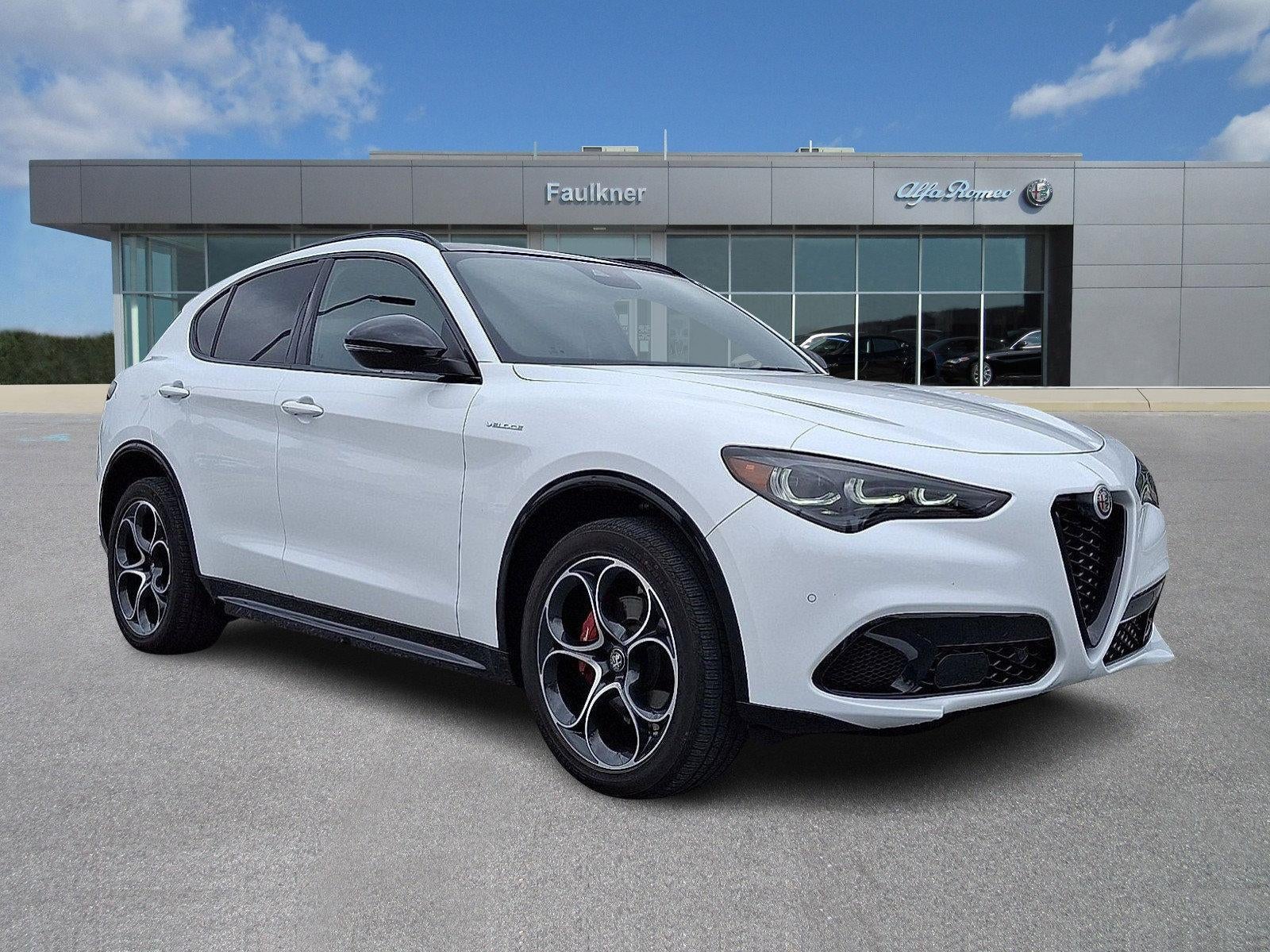 2024 Alfa Romeo Stelvio Veloce AWD in Alfa White — front three-quarter view