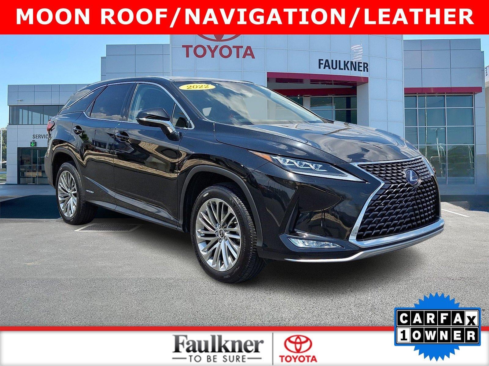 2022 Lexus RX 450h Luxury AWD in Caviar — front three-quarter view