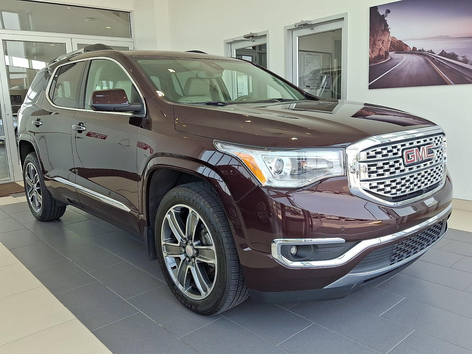 2018 GMC Acadia AWD Denali in Black Cherry Metallic — front three-quarter view