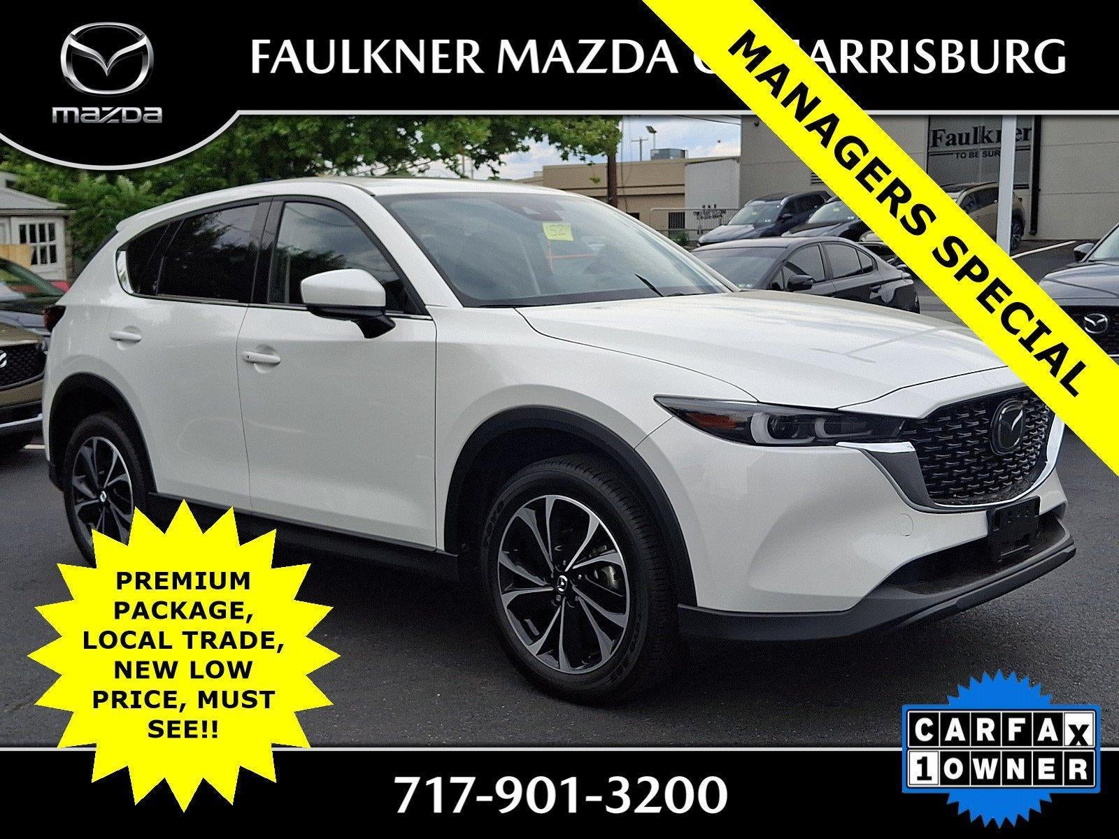 2023 Mazda Mazda CX-5 2.5 S Premium Package AWD in Rhodium White Metallic — front three-quarter view
